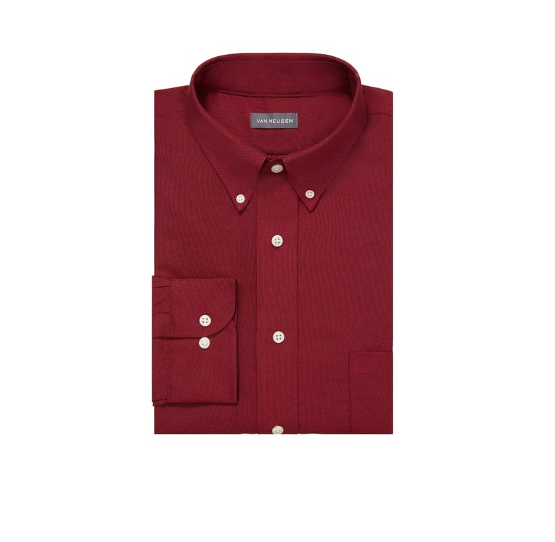 Van Heusen Men's Dress Shirt Regular Fit Oxford Solid, Cayenne, 16.5"-17" Neck 34"-35" Sleeve - Image 3