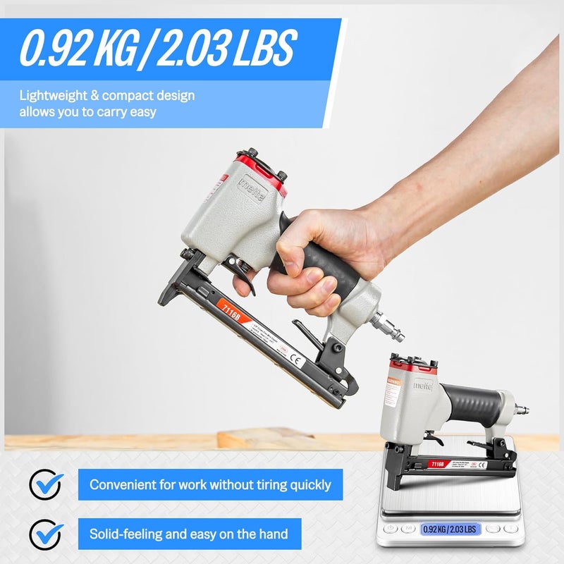Meite 7116B Upholstery Stapler 22 Gauge 3/8-Inch Crown or C Crown 1/4-Inch to 5/8-Inch Length Pneumatic Fine Wire Stapler - Image 4