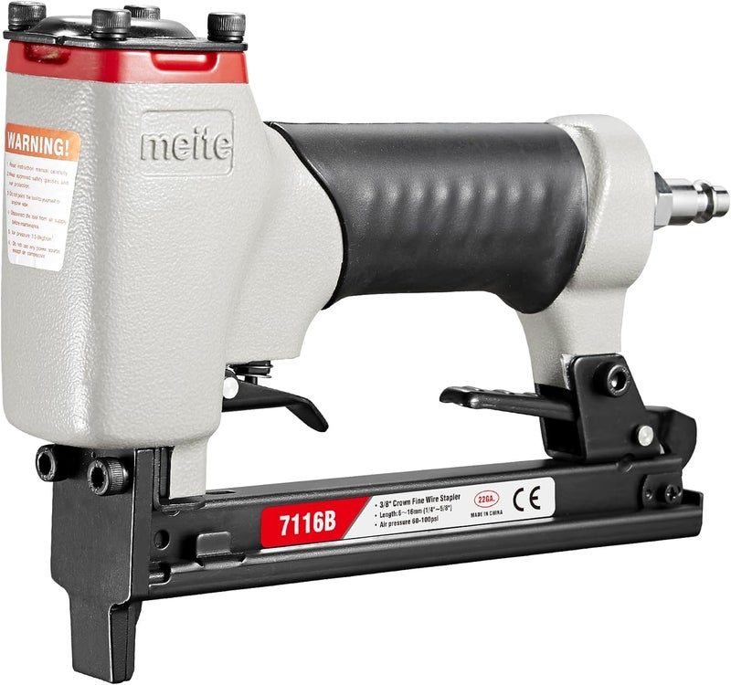 Meite 7116B Upholstery Stapler 22 Gauge 3/8-Inch Crown or C Crown 1/4-Inch to 5/8-Inch Length Pneumatic Fine Wire Stapler - Image 1