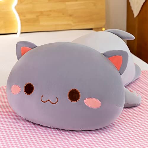FUYU Cat Stuffed Animals, Soft Cat Plush Pillow Kawaii Kitten Stuffed Animal Toy Gifts for Kids Boys Girls Room Decor (Grey Round Eyes,15in/37cm) - Image 5
