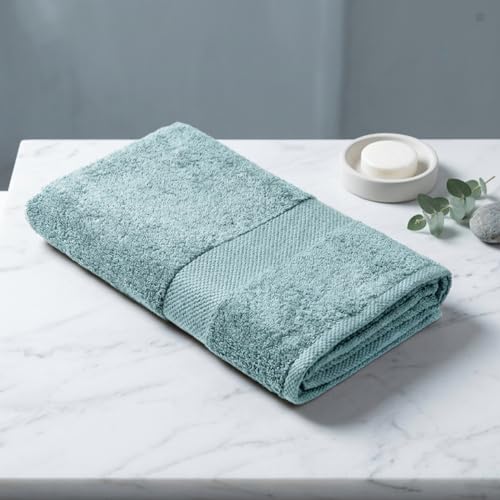 Earthy Fables Premium Bath Towel - 100% Combed Cotton, 600 GSM, Ultra Soft, Quick Dry and Highly Absorbent for Home, Travel and Acne-Prone Skin, 150 x 70 cm, Aqua - Image 1
