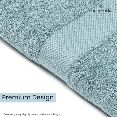 Earthy Fables Premium Bath Towel - 100% Combed Cotton, 600 GSM, Ultra Soft, Quick Dry and Highly Absorbent for Home, Travel and Acne-Prone Skin, 150 x 70 cm, Aqua - Image 4