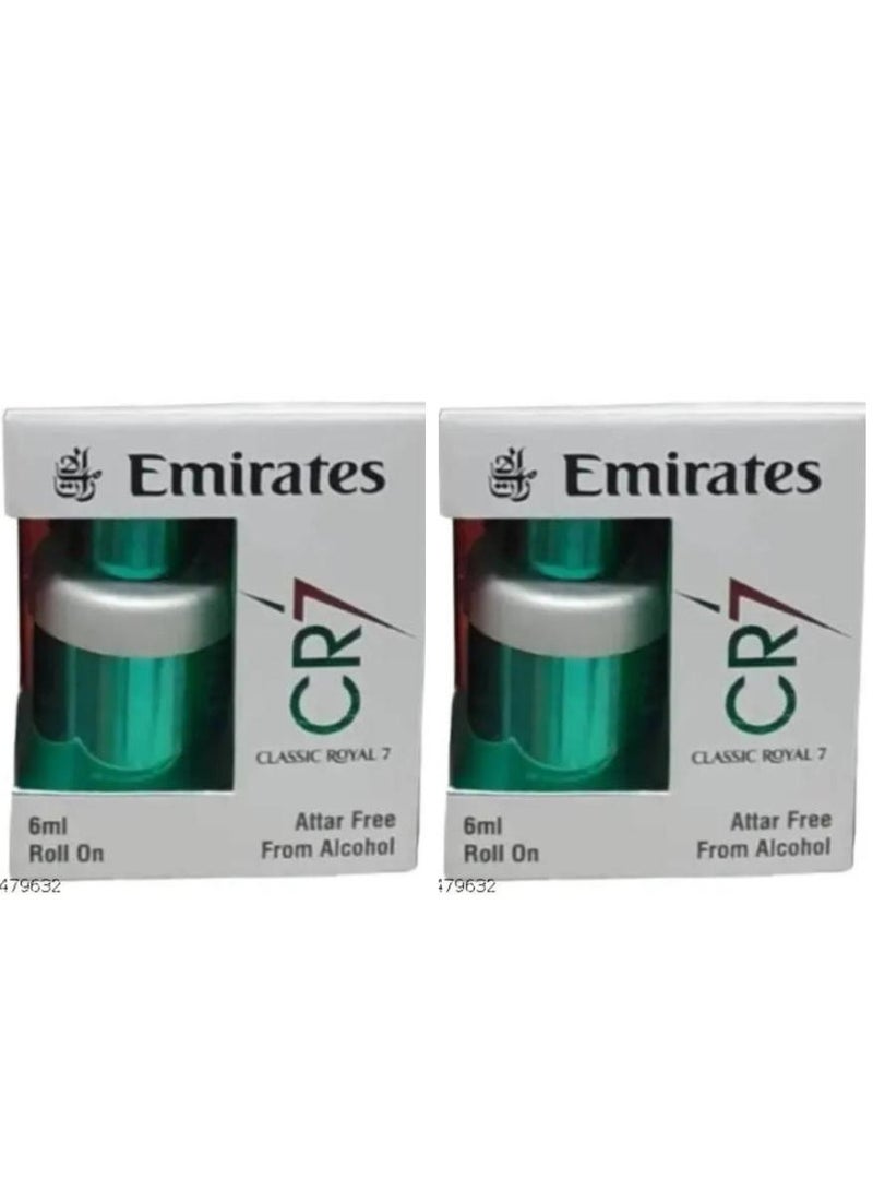 Emirates CR7 Classic Royal 7 Long Lasting Attar Floral Attar Roll On Perfume 6 ml 2 Pcs