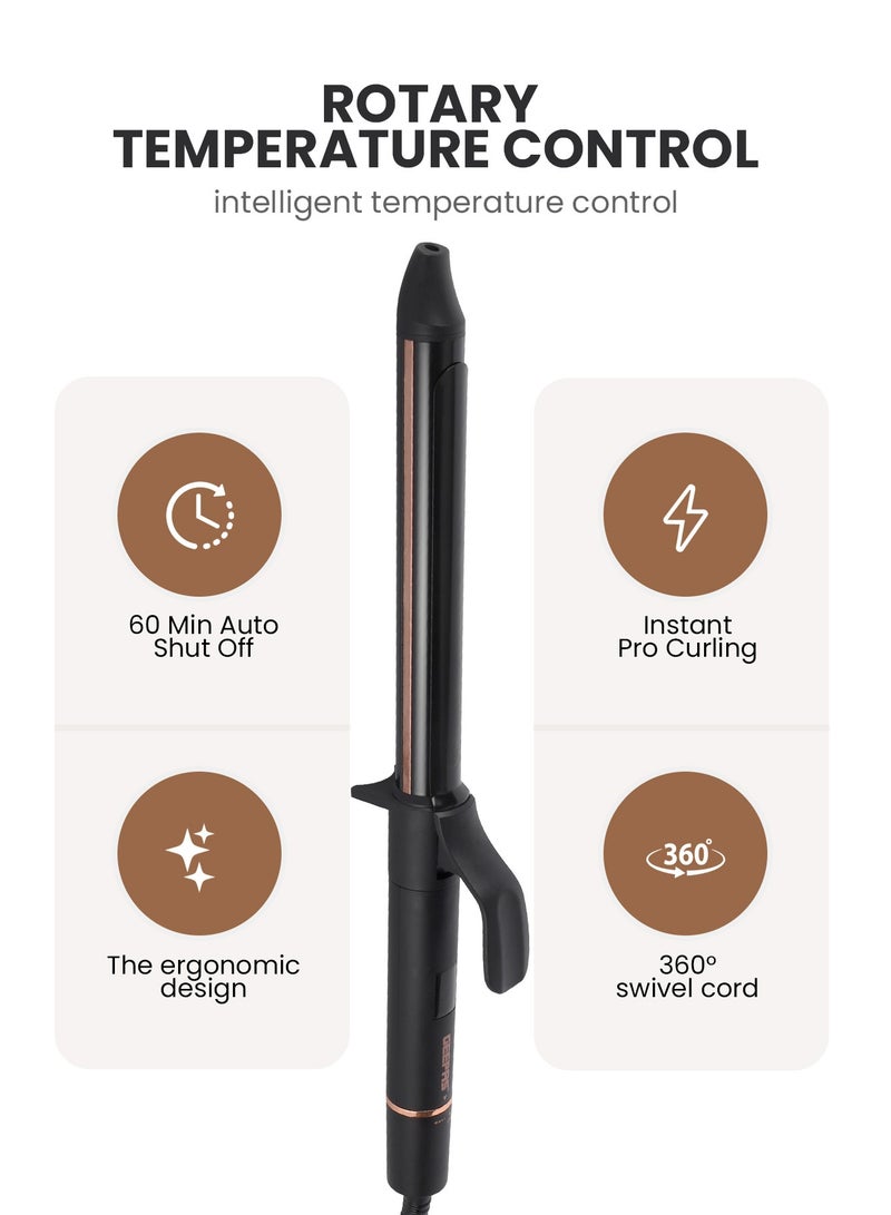 GEEPAS Expert Salon Hair Curler 55W | Digital Display, Temperature Control, Automatic Power Off | Ceramic Coated Aluminum Barrel | Rotary Temperature Control | Ergonomic Anti- Burn Tip | GHC86099UK - Image 4