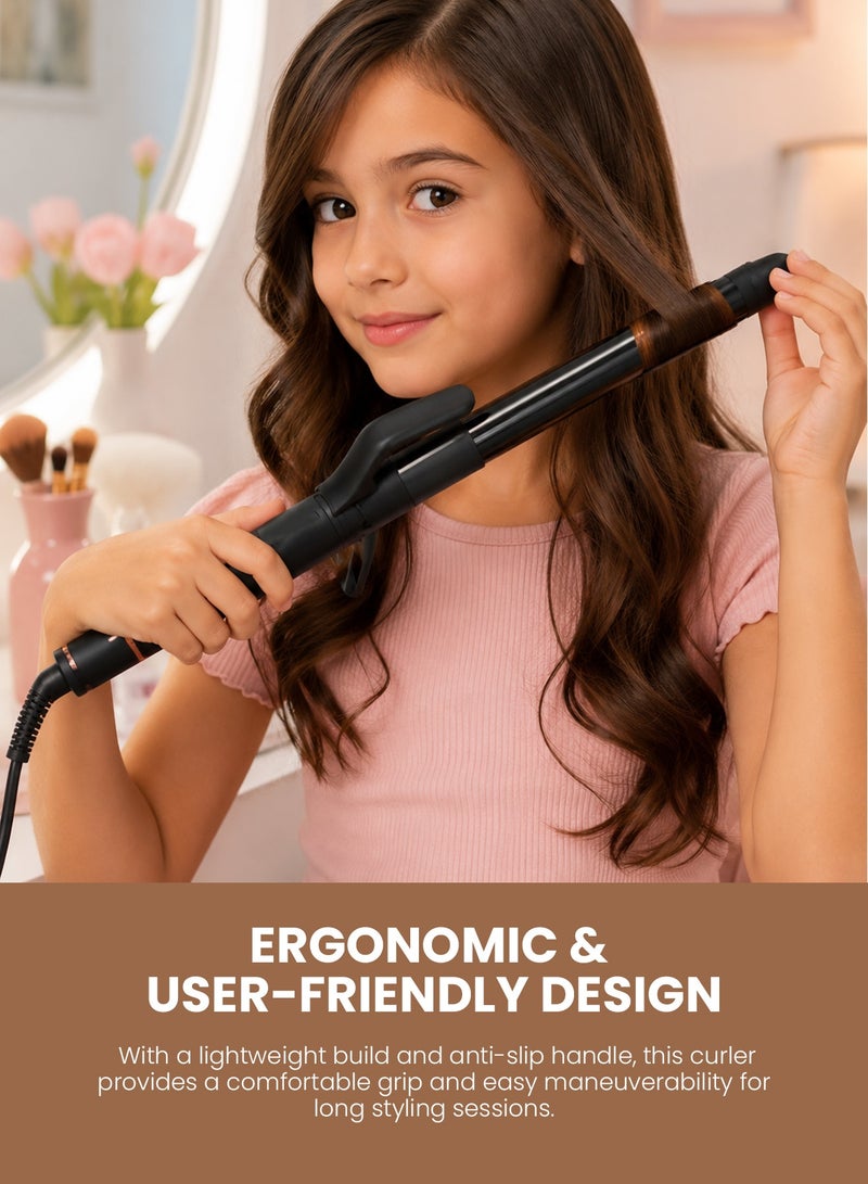 GEEPAS Expert Salon Hair Curler 55W | Digital Display, Temperature Control, Automatic Power Off | Ceramic Coated Aluminum Barrel | Rotary Temperature Control | Ergonomic Anti- Burn Tip | GHC86099UK - Image 5