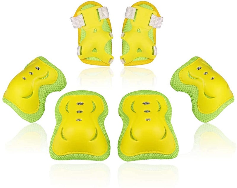 Kids/Youth Knee Pad Elbow Pads Guards Protective Gear Set for Roller Skates Cycling BMX Bike Skateboard Inline Skatings Scooter Riding Sports (Yellow, Small (3-8 years))