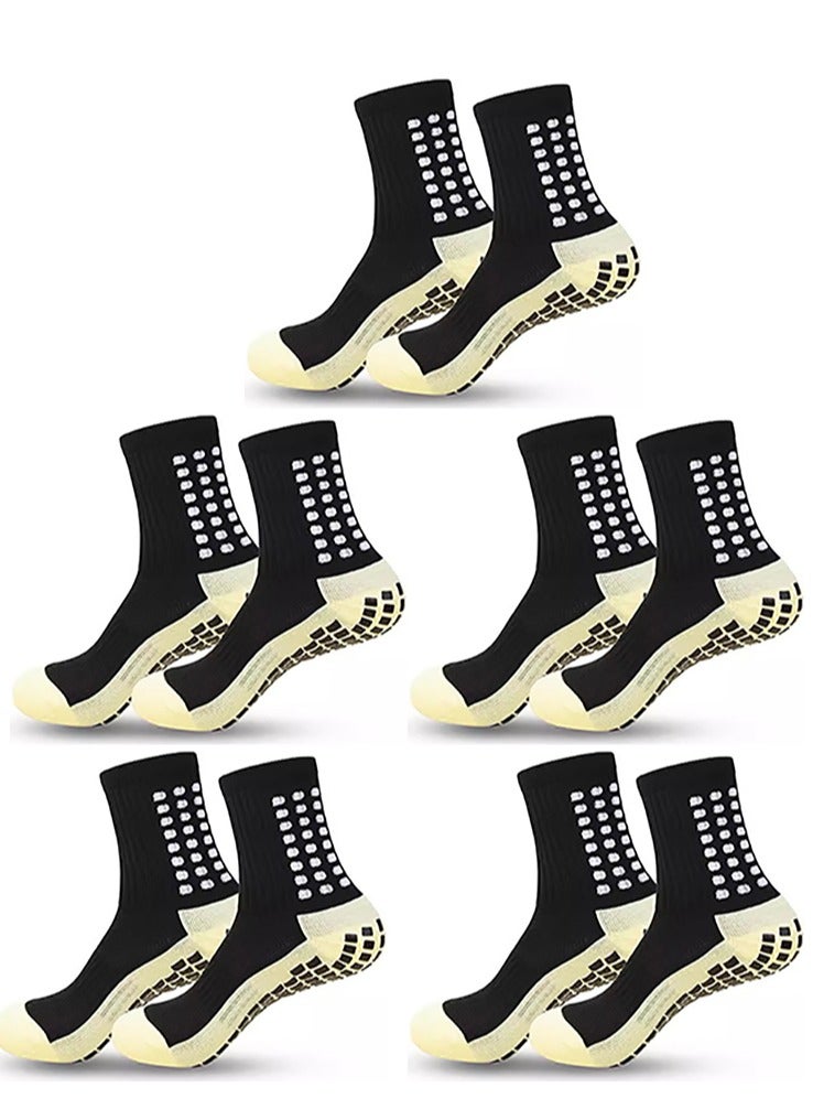 5 أزواج من جوارب القبضة، جوارب قبضة محكمة، جوارب كرة قدم مقاومة للتآكل، جوارب كرة قدم مانعة للانزلاق، جوارب كرة قدم للرجال للتدريب - Image 1