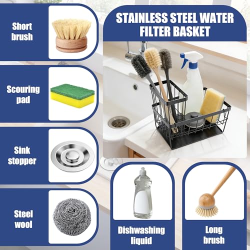 OERPHO Sponge Holder for Kitchen Sink, Kitchen Sink Caddy, Kitchen Sink Sponge Holder, Dish Sponge Holder, Kitchen Sink Organizer for Sponge, Dish Brush, Scrubber(9.65" x 3.74" x 6.3", Black) - Image 3