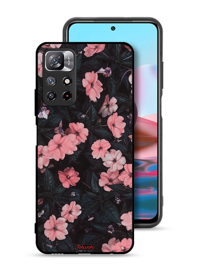 Tolwak Xiaomi Redmi Note 11 4G Protective Case Cover Peach Small Roses - Image 1