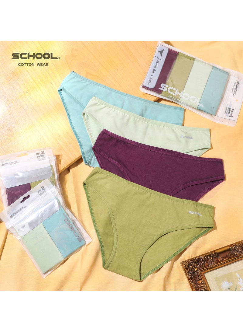 سكول باك يحتوي علي 4 قطع بانتيهات بكيني الوان ساده قطن حريمي - Image 5
