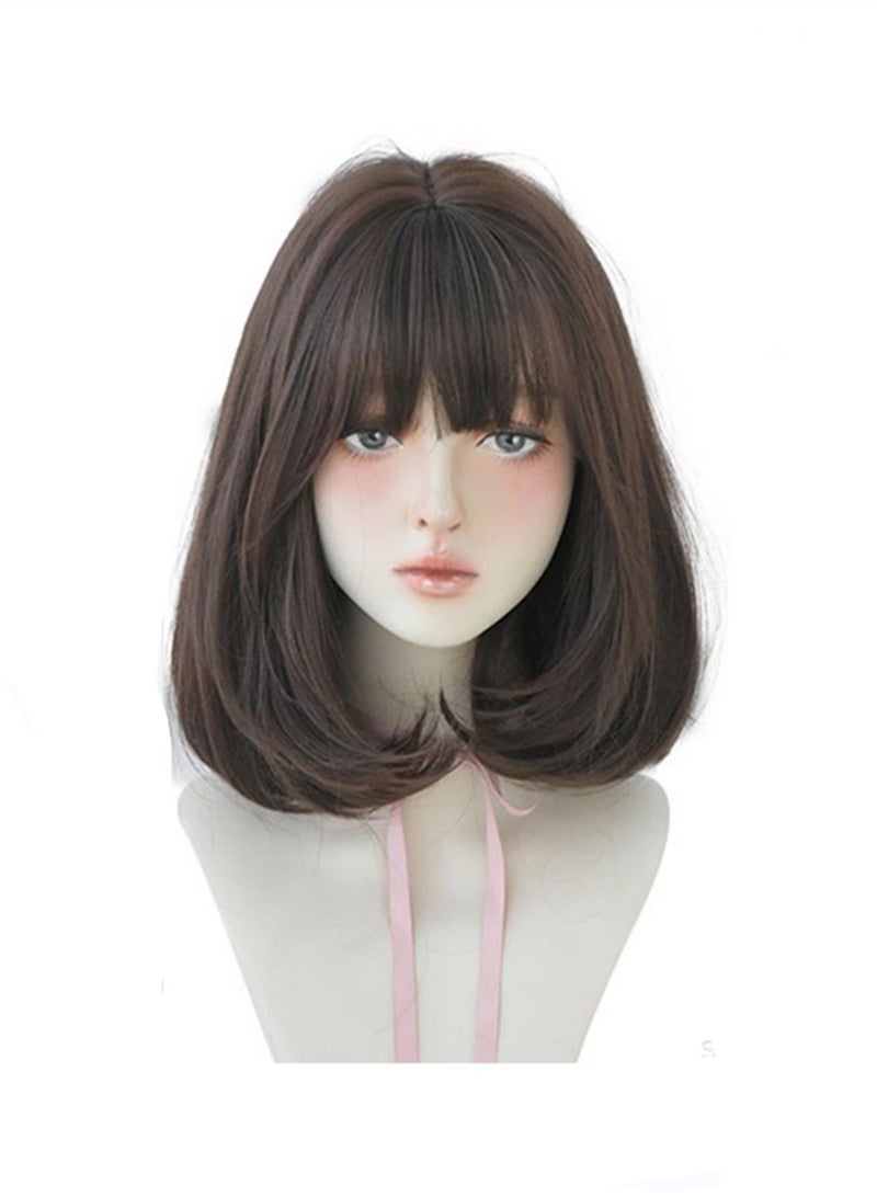 Air bangs high temperature silk slightly curled wig cosplay wig costumes dress up wig - Image 1
