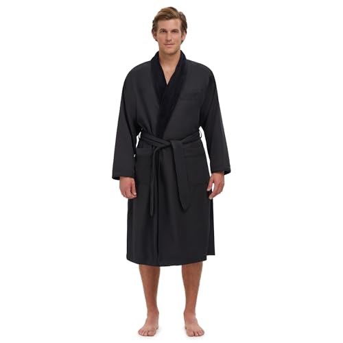 MONARCH Plush Lined Microfiber Bath Robe for Men or Women – Soft Microfiber Shell with Polyester Lining, Generously Sized Resort-Grade Spa & Hotel Robe with Pockets - Machine Washable (Black) - Image 1