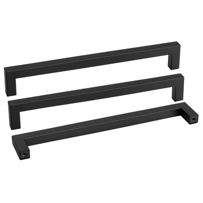 Goldenwarm 10 Pack Black Square Bar Cabinet Pull Drawer Handle Stainless Steel Modern Hardware for Kitchen and Bathroom Cabinets CupboardCenter to Center 1235in320mm Kitchen Door Handles