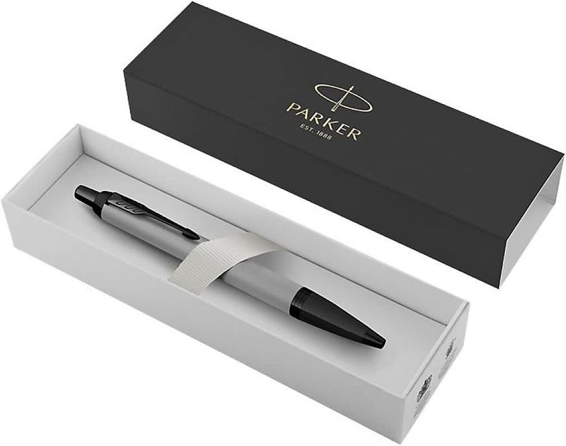 Parker Im Ballpoint Pen | Matte Grey With Black Trim | Medium Point With Blue Ink Refill | Gift Box - Image 2