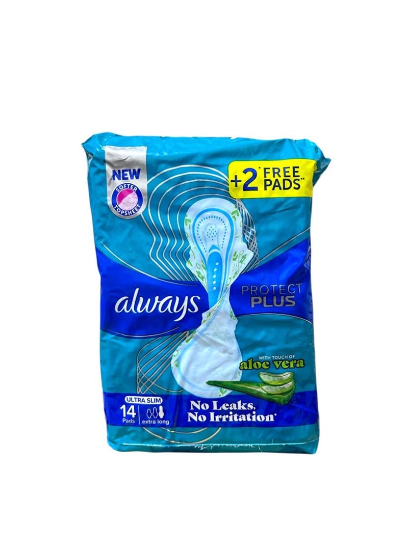 أولويز بروتكت بلس مع الصبار ألترا سليم 14 فوطة صحية + 2 مجاناً