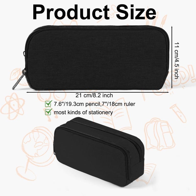 OFFCUP Large Capacity Pencil Case, School Pencil Case with Compartments, Stationery Organizer, Makeup Bag, Pencil Bag, School Supply for Boys, Girls and Adults, A-black, Pencil Case - Image 3