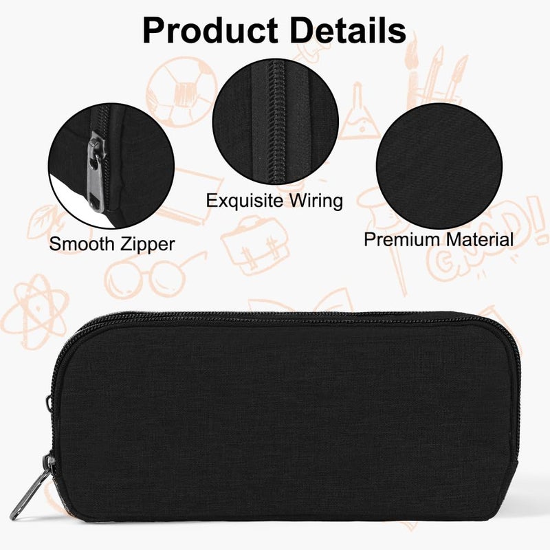 OFFCUP Large Capacity Pencil Case, School Pencil Case with Compartments, Stationery Organizer, Makeup Bag, Pencil Bag, School Supply for Boys, Girls and Adults, A-black, Pencil Case - Image 4