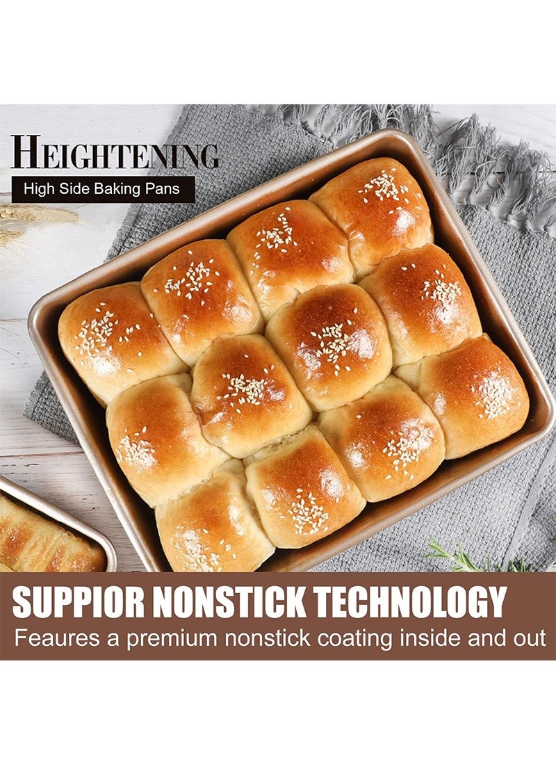 TAPIT 5 Pieces Baking Set, Carbon Steel Nonstick Baking Pan Set, Food Grade Carbon Steel Cake, 12 Cup Muffin Baking Pan, Square Round Baking Pan, Pizza Pan, Rectangular Toast Box, Kitchen Baking Tools (Golden)  - Image 3