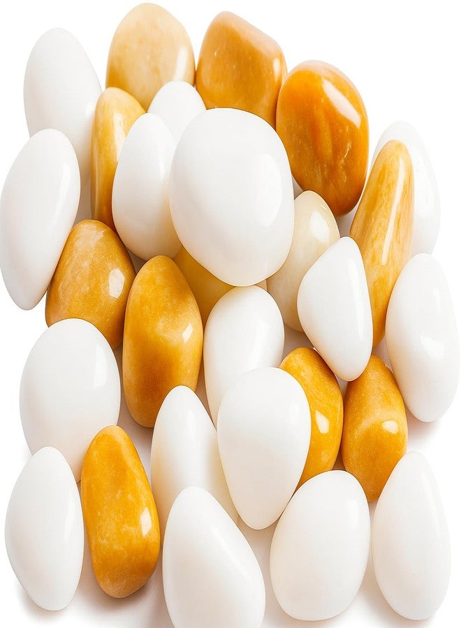 Wowtag 1.95 kg White and Brown Polished Pebbles, 2-4 CM, Vase fillers, Decorative Stone for Plants, Aquarium, Garden - Image 1