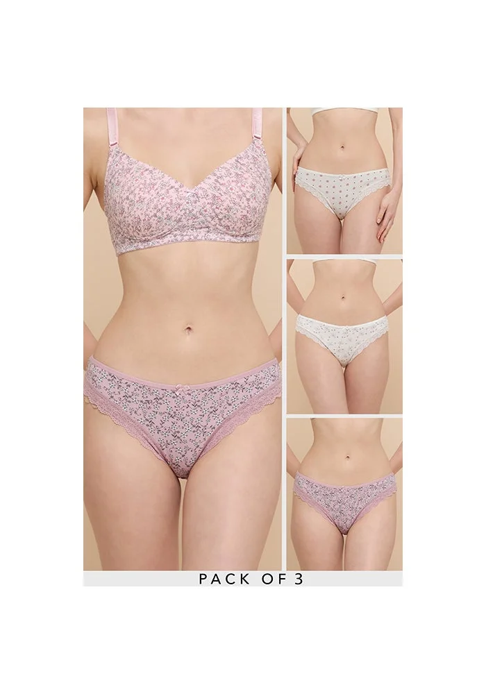 أر أند بي 3 Pack Printed Brazilian Briefs