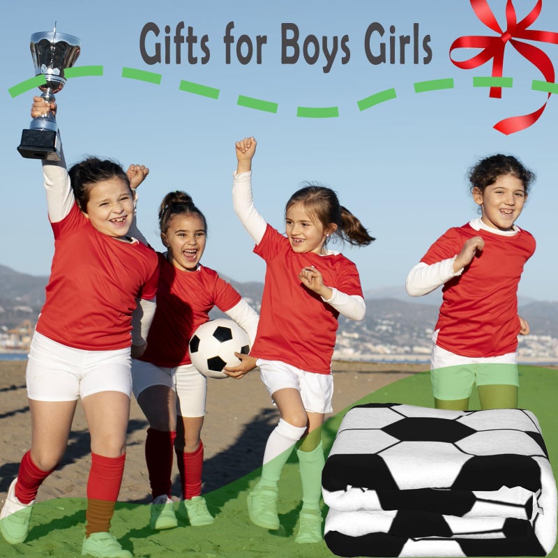 Niopos Soccer Blanket Boys Soccer Gifts for Kids 8-12 Soccer Ball Lovers Team Gifts Black White Fleece Blankets Boy Girls Soccer Stuff (Black White  60x80 inch  Soccer) - Image 5