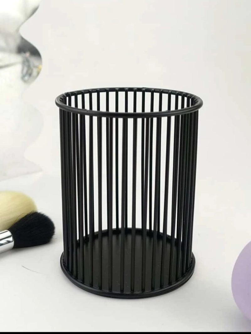 CentraLit حامل أقلام معدني مزخرف لتنظيم الأقلام لمكتب المكتب، طاولة دراسة الأطفال - حامل فرشاة مكياج، حامل فرشاة أسنان (أسود، حامل أقلام) - Image 4