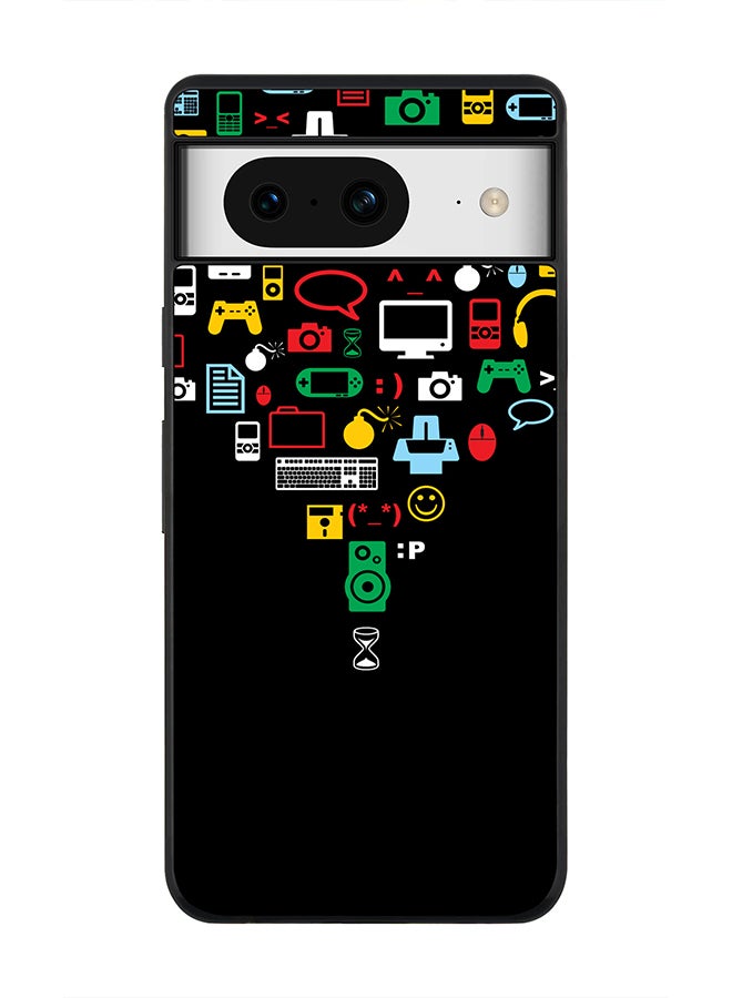 Stylizedd Rugged Black Edge case for Google Pixel 8, Custom Slim fit Flexible Anti Drop Thin Phone Case Cover - Convergence (Black) - Image 1