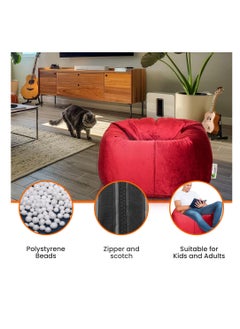 ANDERSON ANDERSON Ultra Soft Medium Luxury Velvet Bean Bag Chair Filling with Beans Highly Comfortabl Suitable For Kids And Adults Red Colour  - Image 5