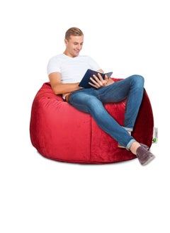 ANDERSON ANDERSON Ultra Soft Medium Luxury Velvet Bean Bag Chair Filling with Beans Highly Comfortabl Suitable For Kids And Adults Red Colour  - Image 2