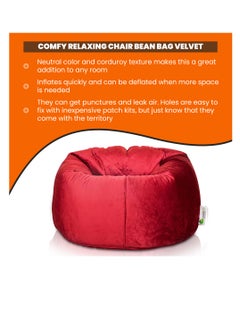 ANDERSON ANDERSON Ultra Soft Medium Luxury Velvet Bean Bag Chair Filling with Beans Highly Comfortabl Suitable For Kids And Adults Red Colour  - Image 4