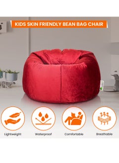 ANDERSON ANDERSON Ultra Soft Medium Luxury Velvet Bean Bag Chair Filling with Beans Highly Comfortabl Suitable For Kids And Adults Red Colour  - Image 3