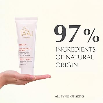 TAAJ Radiant Complexion Scrub KERALA Regenerating Smoothing Radiance Revealing Scrub Gently Exfoliates Purifies the Skin Eliminates Dead Cells Impurities Radiant Complexion Vegan 75 ml - Image 4