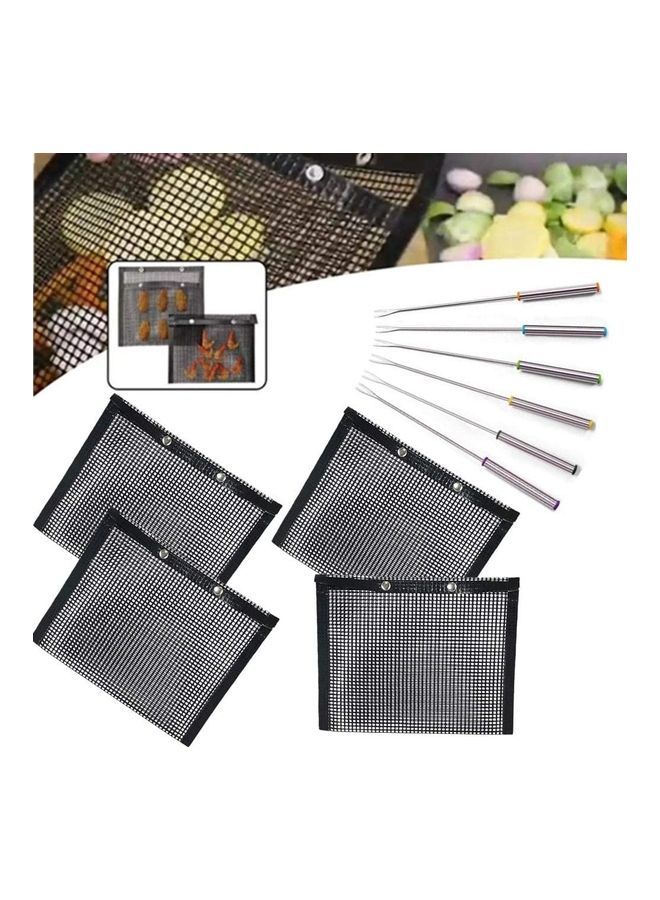 NIBEMINENT Bbq Grill Bag With Fork Set Black/Silver  - Image 1