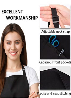 وهاواي 2 Pack Kitchen Cooking Aprons, Adjustable Bib Soft Chef Apron with 2 Pockets for Men Women Black  - Image 2