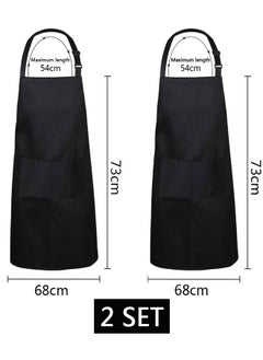 وهاواي 2 Pack Kitchen Cooking Aprons, Adjustable Bib Soft Chef Apron with 2 Pockets for Men Women Black  - Image 3