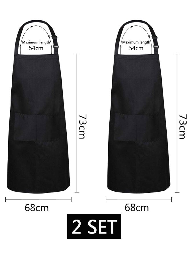 وهاواي 2 Pack Kitchen Cooking Aprons, Adjustable Bib Soft Chef Apron with 2 Pockets for Men Women Black  - Image 3