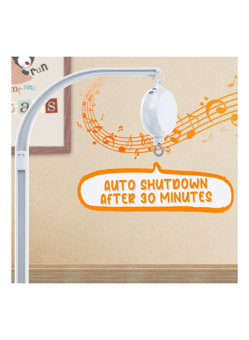 Y&D Baby Crib Mobile Arm with Music Box Spin Motor,23 Inch,Volume Control,3 Modes(Turn & Music,Turn Only, Only),Nursery Decor Hanger,Holder for DIY Clamp Mobile,12 Lullabies,30 Min Auto-Off - Image 5