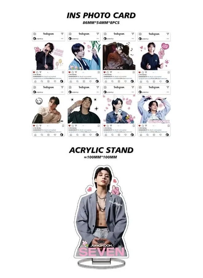 EHOME BTS Member JUNGKOOK New Album SEVEN Gift Box Set With Lomo Cards, Acrylic Stand, Hand Account Tape, Lanyard, Stickers, Photo Card  - Image 3