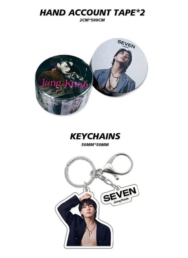 EHOME BTS Member JUNGKOOK New Album SEVEN Gift Box Set With Lomo Cards, Acrylic Stand, Hand Account Tape, Lanyard, Stickers, Photo Card  - Image 4