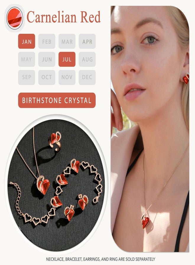 Leafael 18K Rose Gold Plated Love Heart Pendant Necklace Carnelian Red Healing Stone Crystal with Courage, Jewelry Gifts for Women, 18"+2" - Image 5