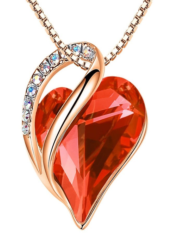 Leafael 18K Rose Gold Plated Love Heart Pendant Necklace Carnelian Red Healing Stone Crystal with Courage, Jewelry Gifts for Women, 18"+2" - Image 1
