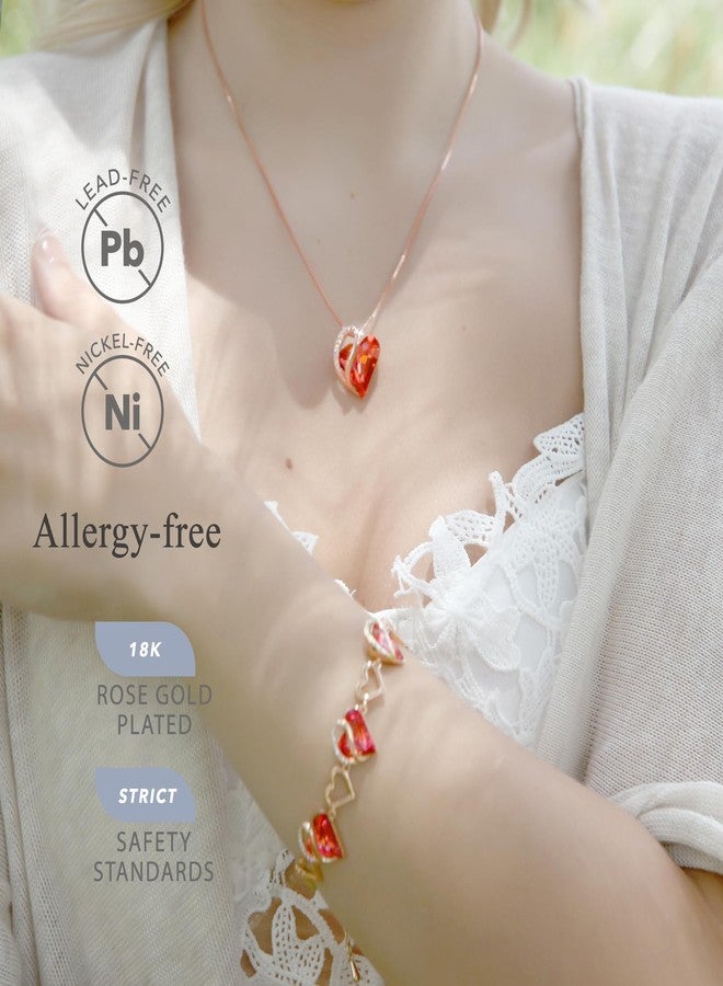 Leafael 18K Rose Gold Plated Love Heart Pendant Necklace Carnelian Red Healing Stone Crystal with Courage, Jewelry Gifts for Women, 18"+2" - Image 2