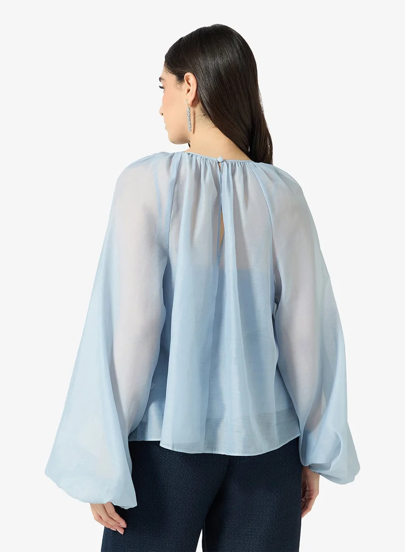 Ted Baker Organza Puff Sleeve Blouse
