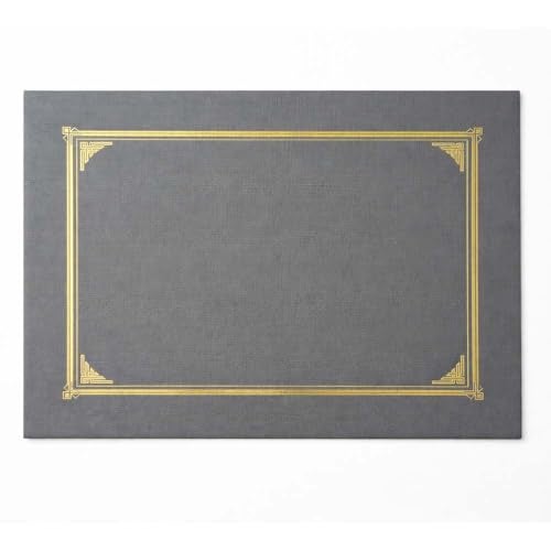 Geographics Classic Linen Gray Certificate Holders with Gold Foil – Fits 8.5" x 11", A4 & 10" x 8" Documents – Premium Linen Finish Diploma & Award Covers, 6 per Pack - Image 1