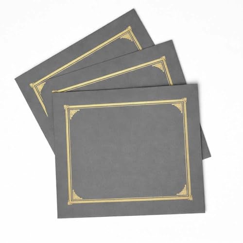 Geographics Classic Linen Gray Certificate Holders with Gold Foil – Fits 8.5" x 11", A4 & 10" x 8" Documents – Premium Linen Finish Diploma & Award Covers, 6 per Pack - Image 2
