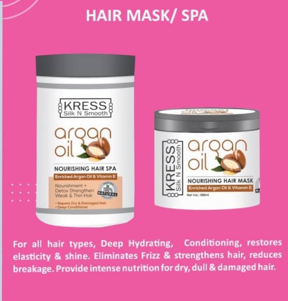 Kress Silk And Smooth Argan Oil Nourishing Hair Mask Nourishment  Detox Strengthen Weak  Thin Hair Enriched With Vitamin E 500ml Pack of 1 - Image 3