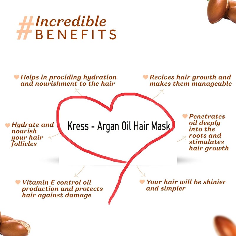 Kress Silk And Smooth Argan Oil Nourishing Hair Mask Nourishment  Detox Strengthen Weak  Thin Hair Enriched With Vitamin E 500ml Pack of 1 - Image 4