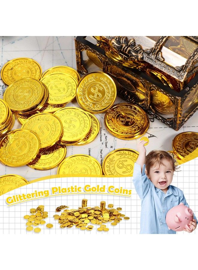 Hanaive 600 Pcs Pirate Gold Coins Plastic Treasure Coins Play Toy Coins Fake St. Patricks Coin For Pirate Party Favors Supplies Treasure Hunt Game Teachers Classroom Reward  - Image 5