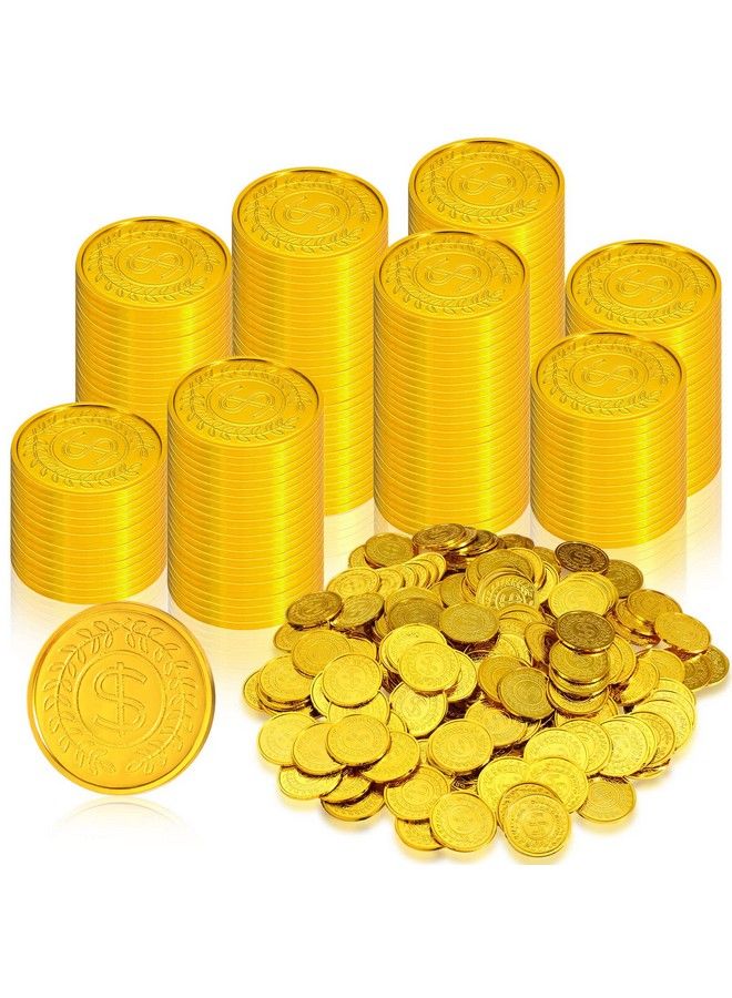 Hanaive 600 Pcs Pirate Gold Coins Plastic Treasure Coins Play Toy Coins Fake St. Patricks Coin For Pirate Party Favors Supplies Treasure Hunt Game Teachers Classroom Reward  - Image 2