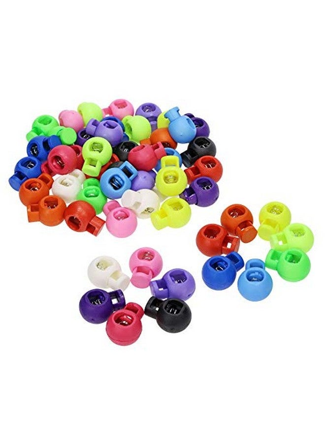 Shapenty 13 Colors Plastic Toggle Single Hole Spring Loaded Elastic Drawstring Rope Cord Locks Clip Ends Round Ball Shape Luggage Lanyard Stopper Sliding Fastener Buttons, 4Pcs For Each Color, 52Pcs 
